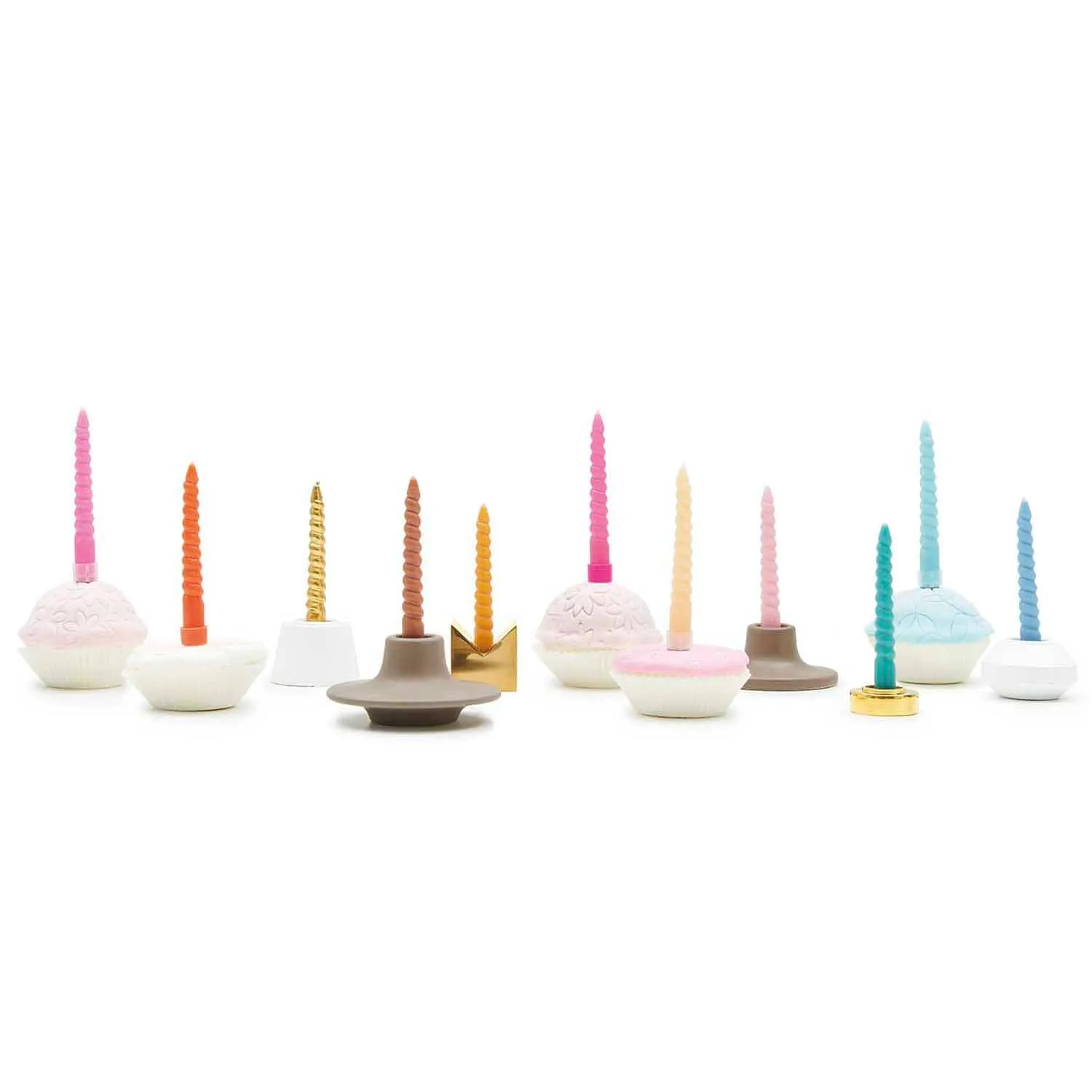 10 Spiral Candles Mix - Smokey Blue 10cm