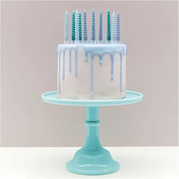 10 Spiral Candles Mix - Smokey Blue 10cm