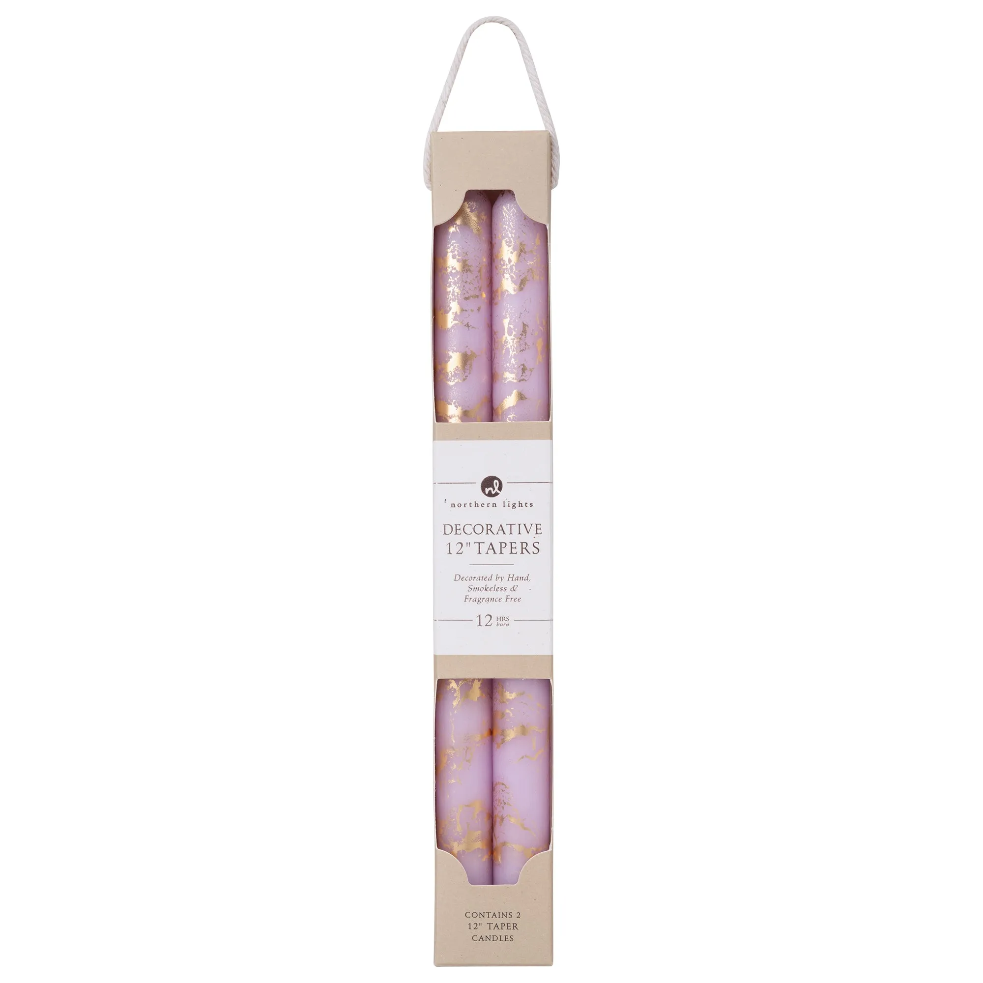 12" Decorative Tapers 2pk - Petal w/ Gold