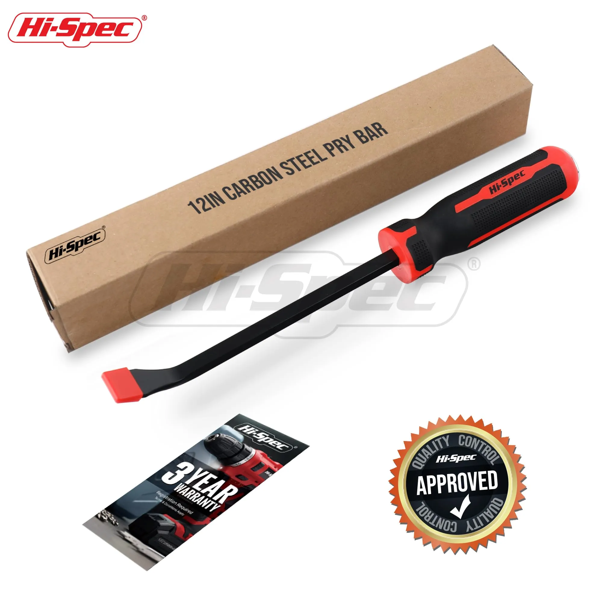 1pc 12" (1ft) / 0.3m Steel Pry Bar. Comfort Hold Handle and Heavy Duty Striking Cap
