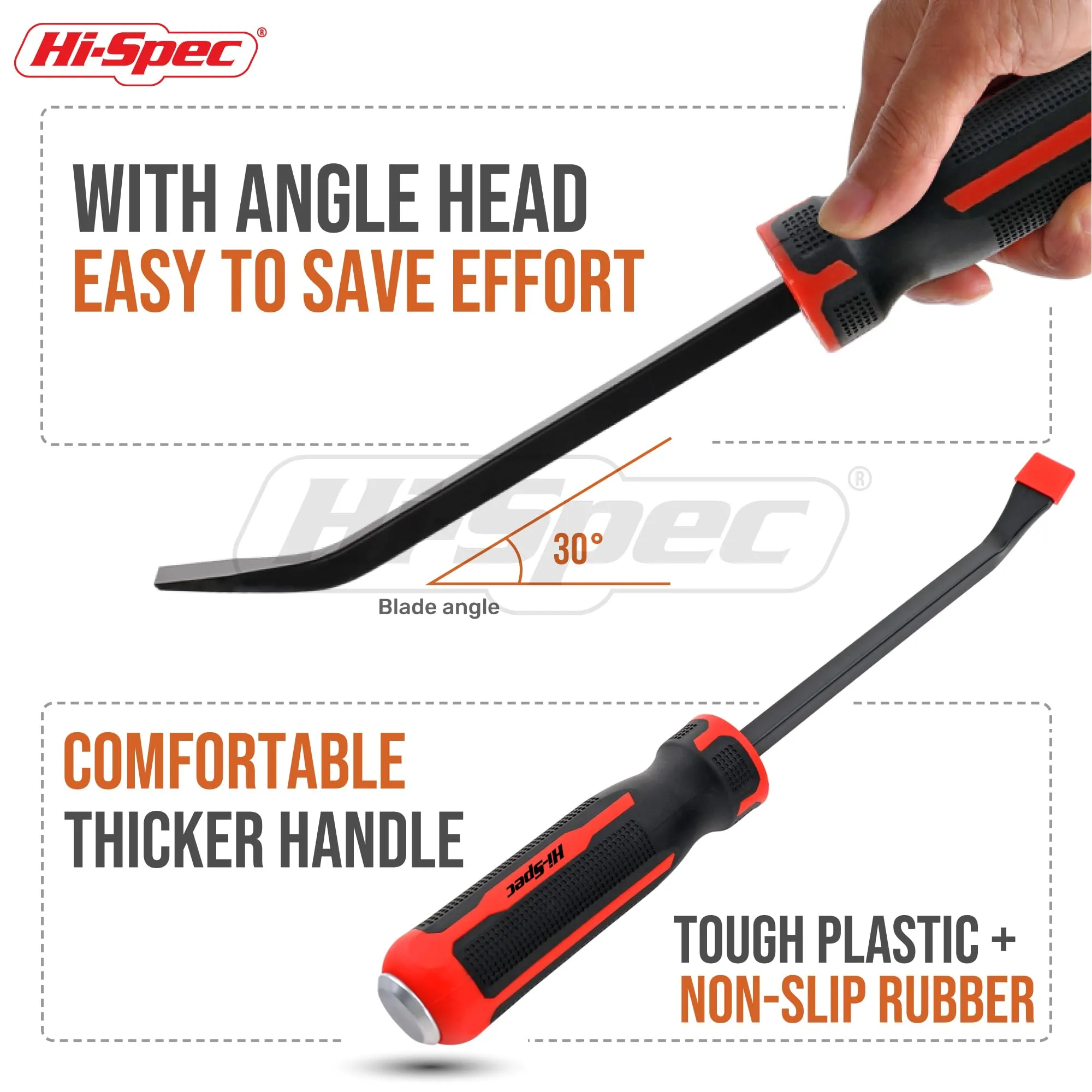 1pc 12" (1ft) / 0.3m Steel Pry Bar. Comfort Hold Handle and Heavy Duty Striking Cap