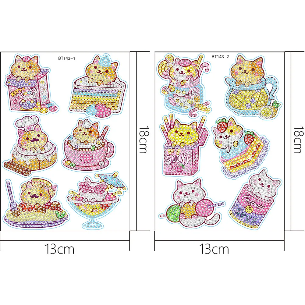 2 Sheets Diamonds Painting Sticker Crafts DIY Art Cartoon Paster Home Decoration