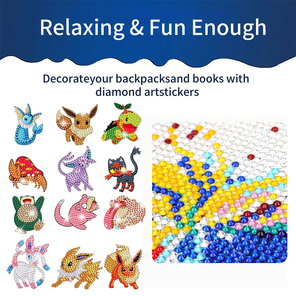 27Pcs Cartoon Diamond Painting Sticker Anime Characters Rhinestone Stickers