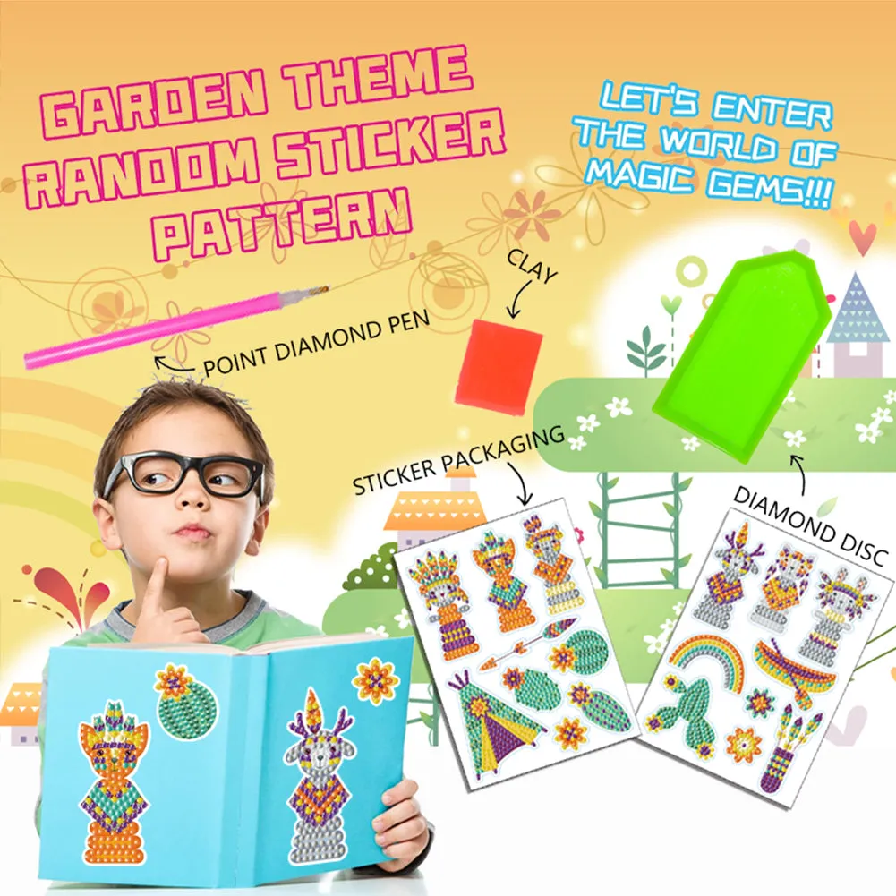 2pcs Gem Sticker Diamond Art 5D Paint by Numbers DIY for Kids Beginner Toys Kits