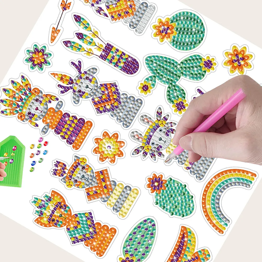 2pcs Gem Sticker Diamond Art 5D Paint by Numbers DIY for Kids Beginner Toys Kits