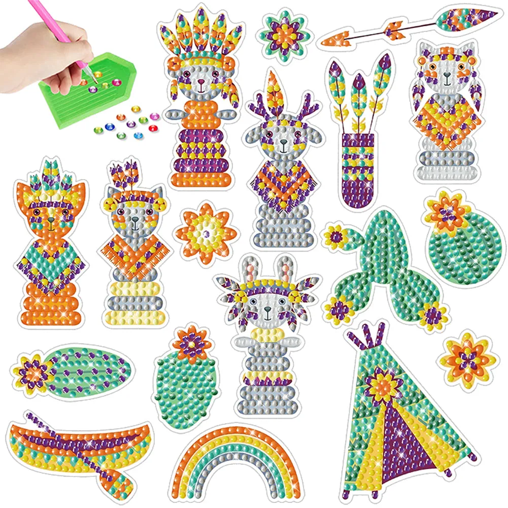 2pcs Gem Sticker Diamond Art 5D Paint by Numbers DIY for Kids Beginner Toys Kits