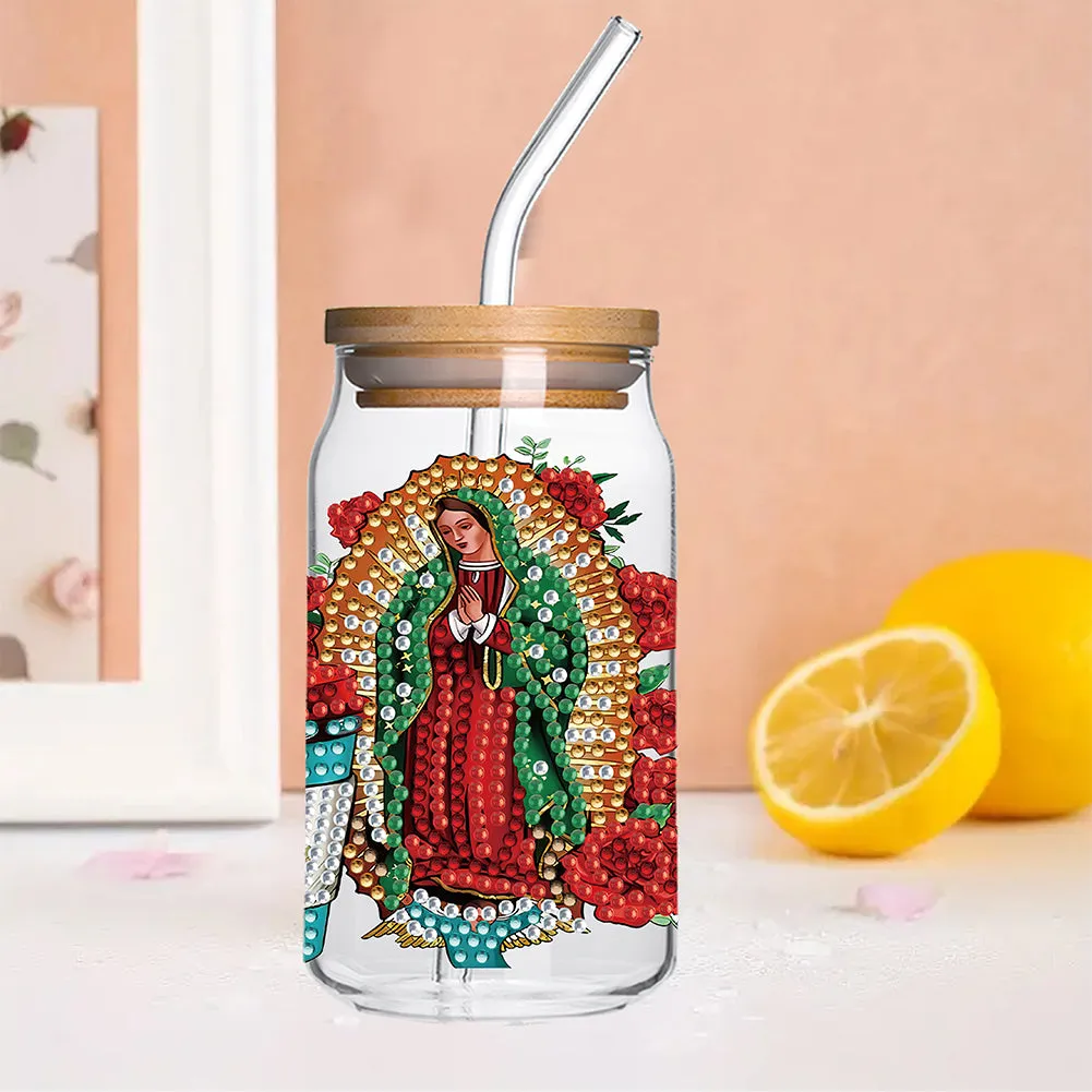 4 Pcs Rhinestone Stickers Diamond Painting Sticker for Cup (Virgin Mary)