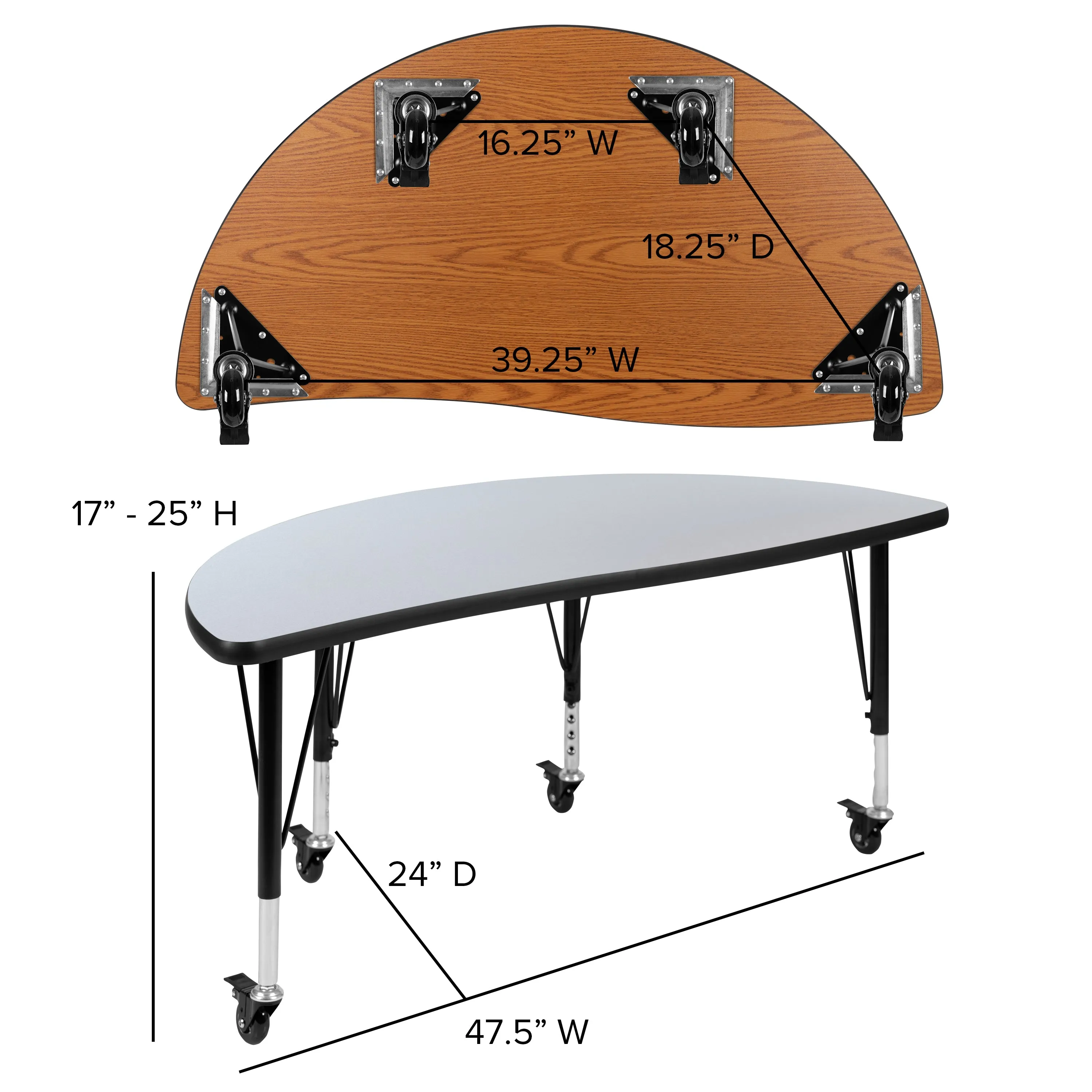 48" Circle Wave Grey Table Set XU-GRP-12CH-A48-HCIRC-GY-T-P-CAS-GG
