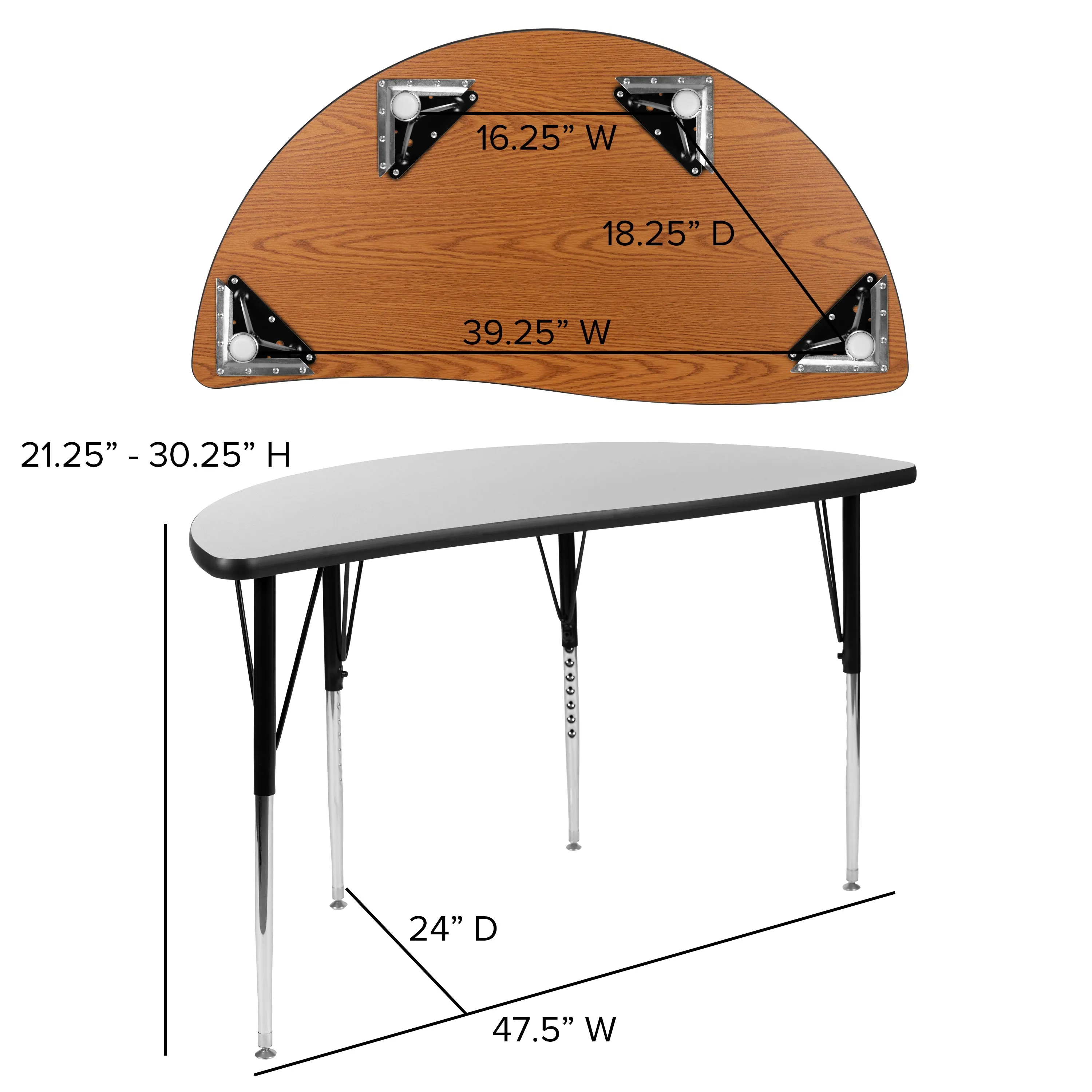 48" Circle Wave Grey Table Set XU-GRP-16CH-A48-HCIRC-GY-T-A-GG