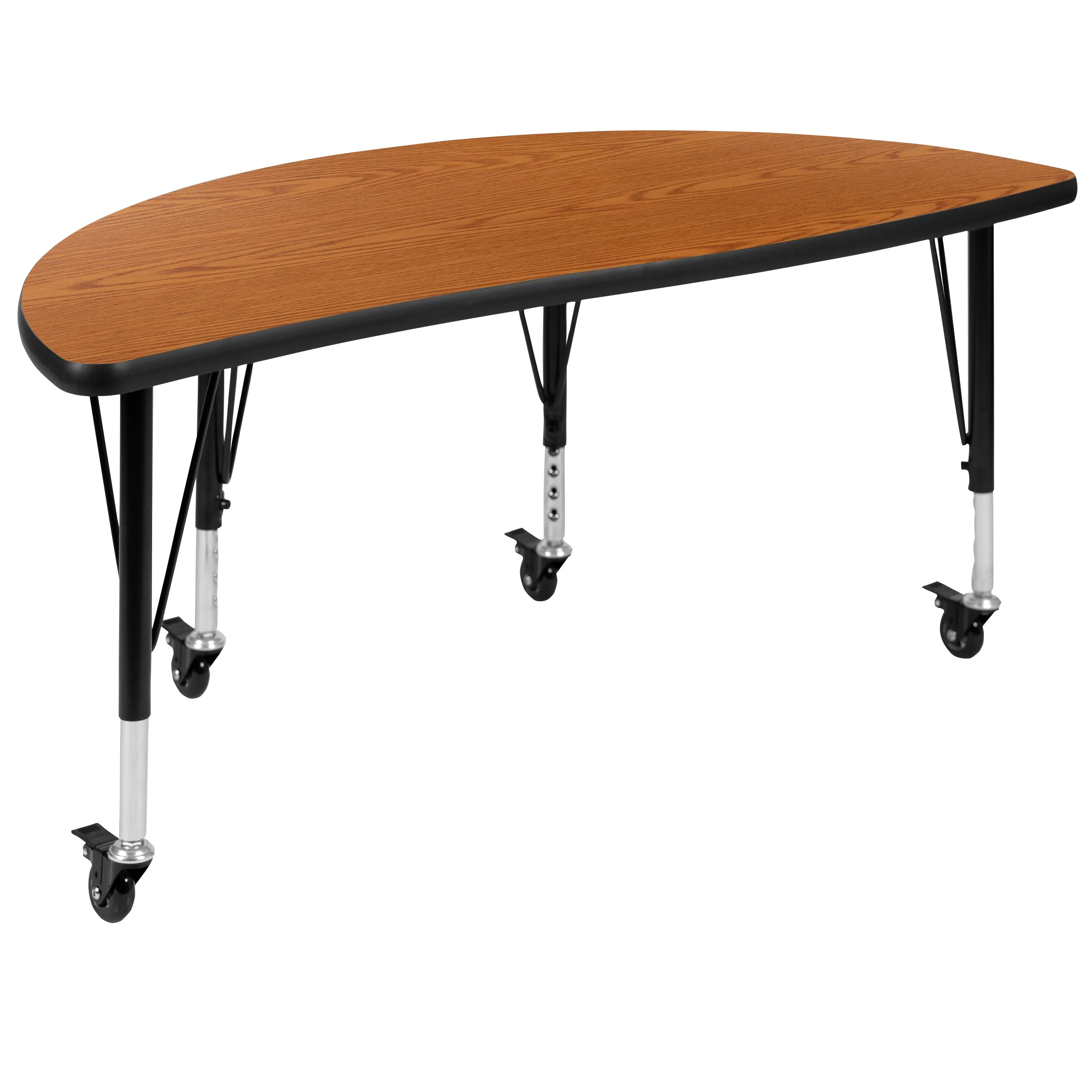 48" Circle Wave Oak Table Set XU-GRP-12CH-A48-HCIRC-OAK-T-P-CAS-GG