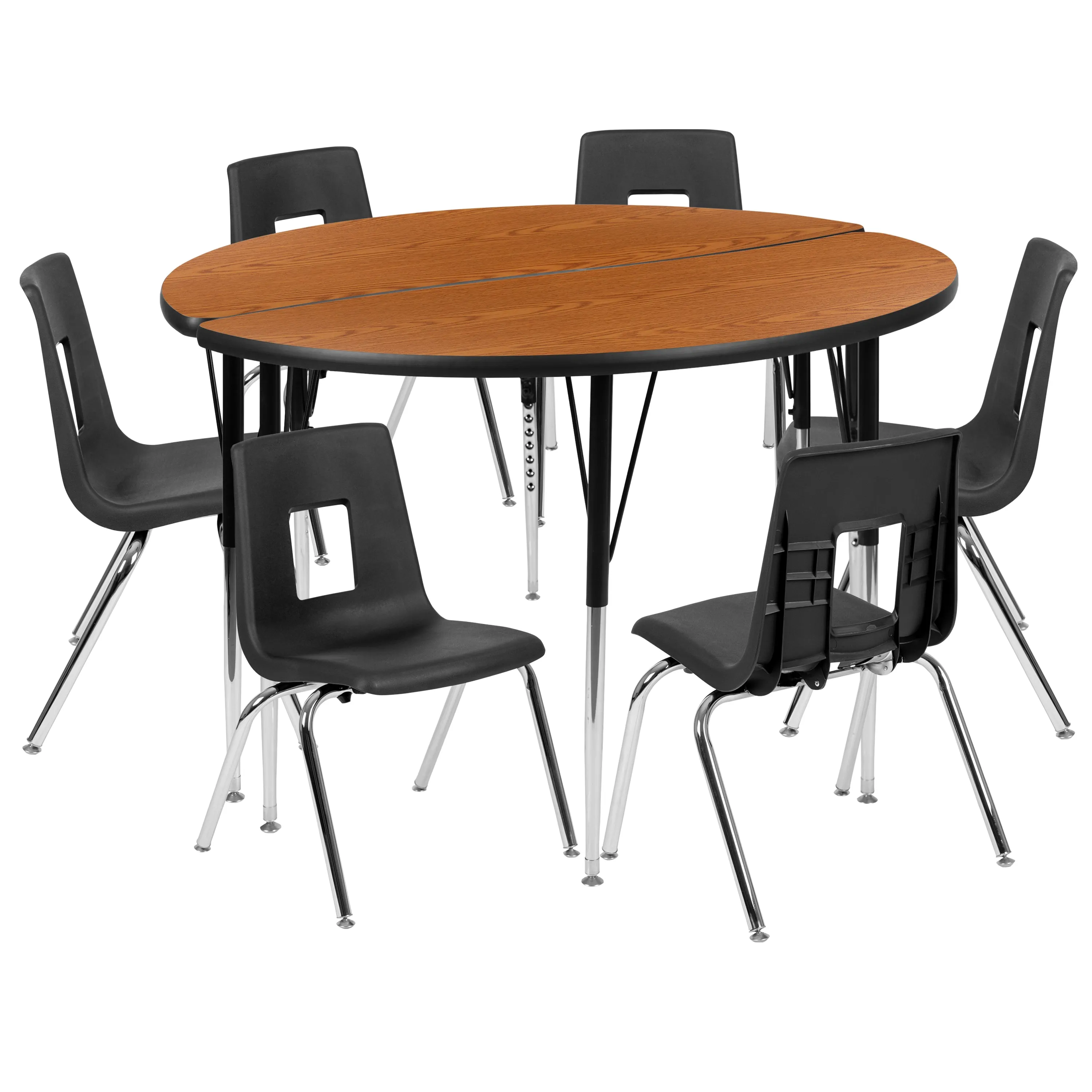 48" Circle Wave Oak Table Set XU-GRP-16CH-A48-HCIRC-OAK-T-A-GG