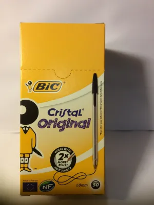 50 Bic ball Pens Crystal Black-20%-code-16