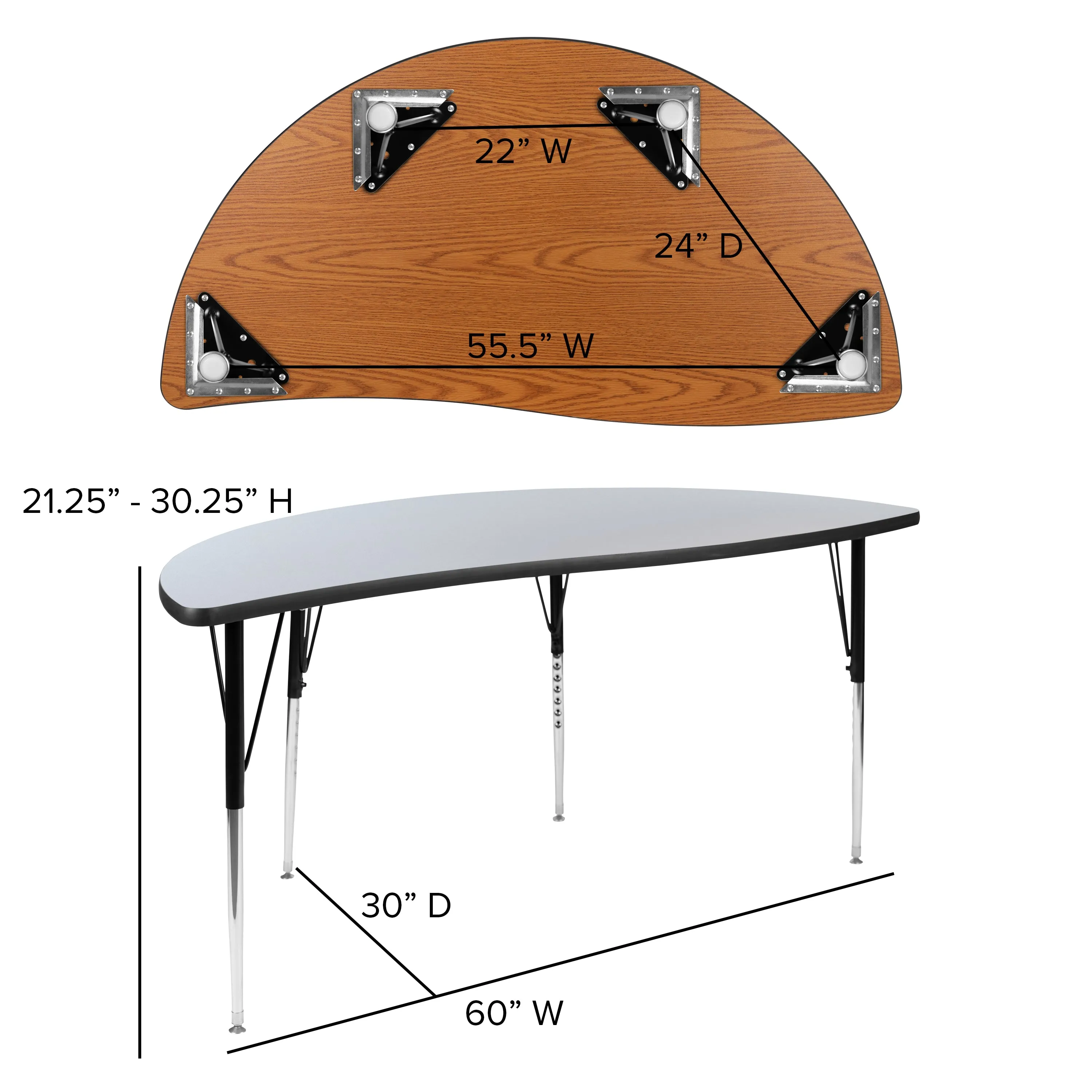 60" Circle Wave Grey Table Set XU-GRP-16CH-A60-HCIRC-GY-T-A-GG