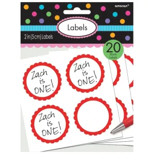 Apple Red Scalloped Party Bag Labels - 20 Pkt