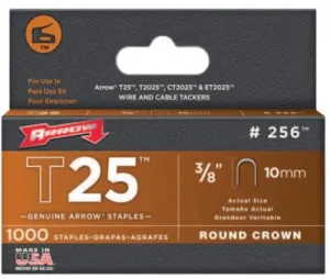 ARROW FASTENER T25 Type Staples, 3/8 in, 256M