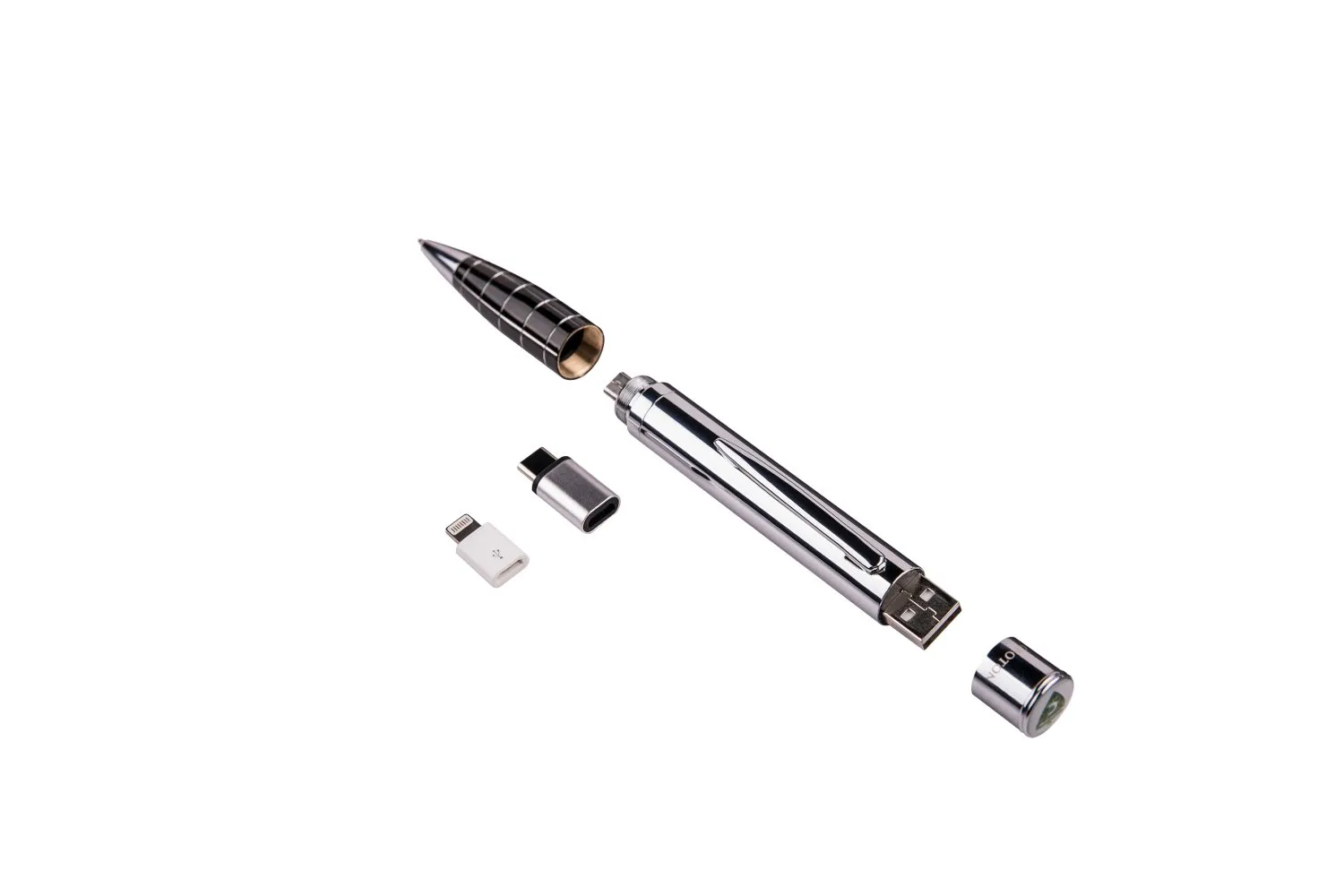 Croton Charger Power Bank 1,100MAH Ballpoint Silver Gray Pen