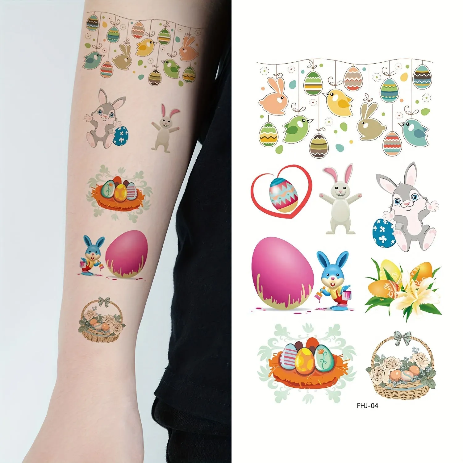 Cute Bunny Easter Temporary Tattoo Stickers  120 Patterns