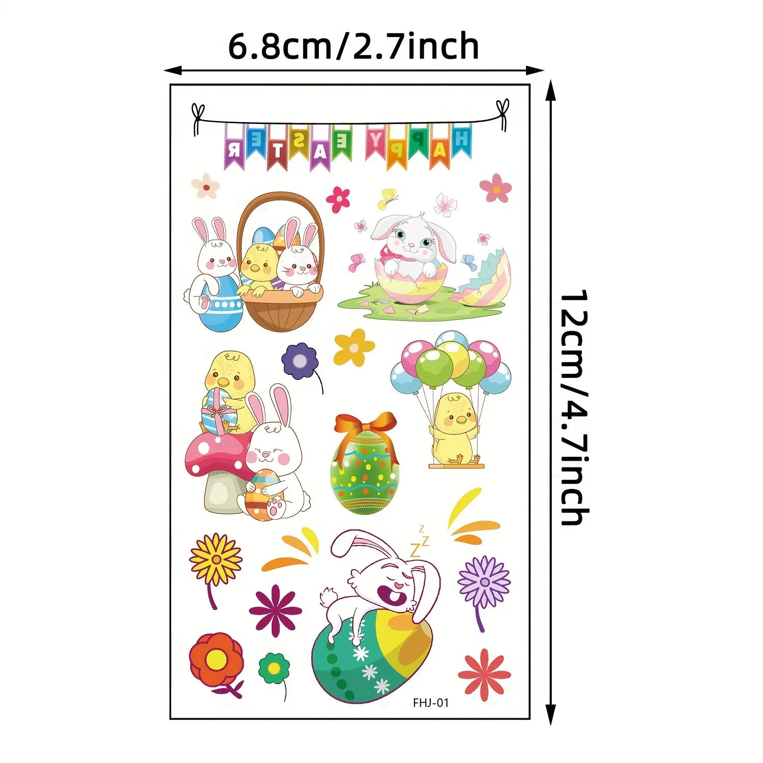 Cute Bunny Easter Temporary Tattoo Stickers  120 Patterns