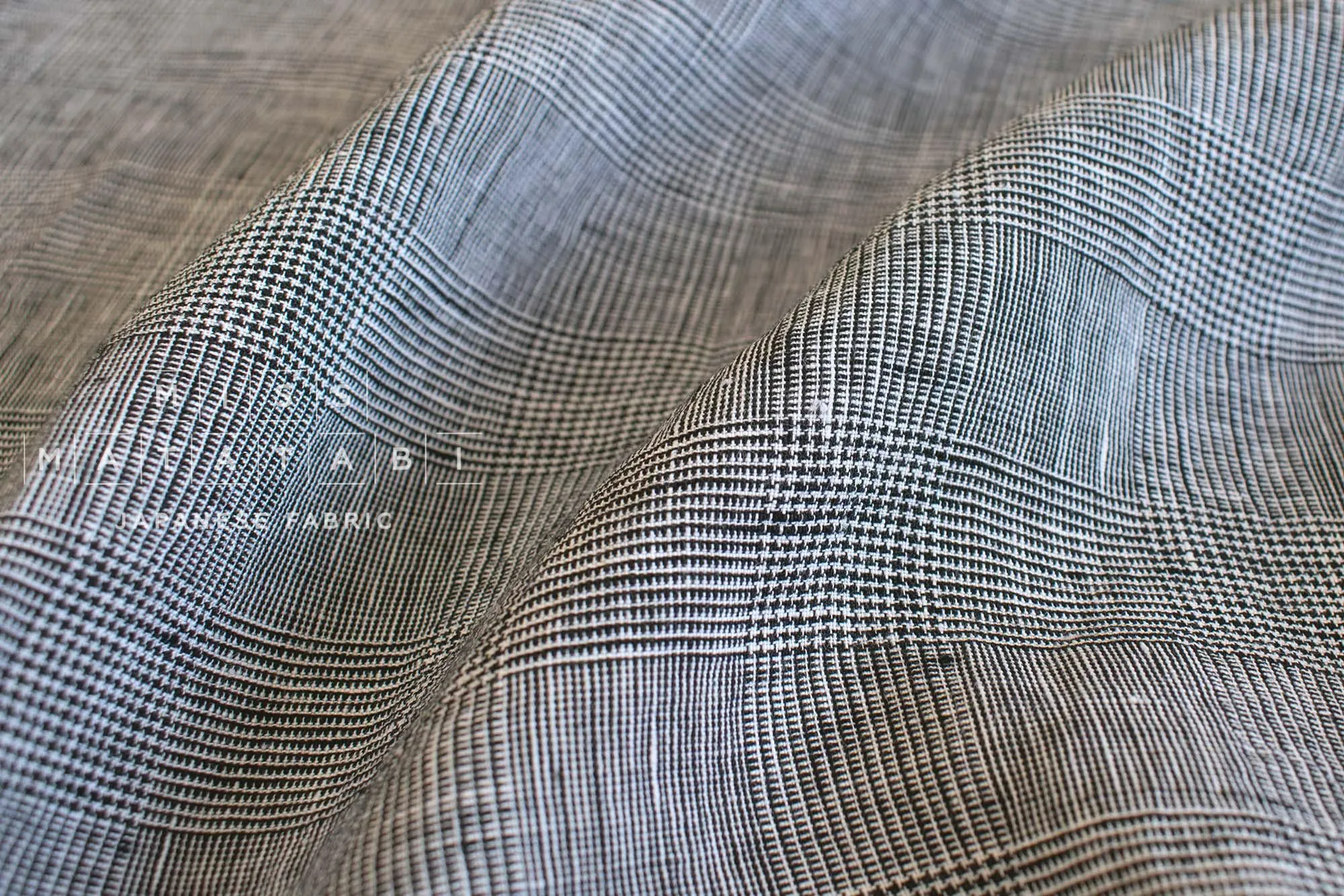 DEADSTOCK Shokunin Collection Yarn-dyed Orihimedaki Glen Check - black