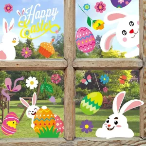 Easter Basket Bunny Vinyl Window Stickers