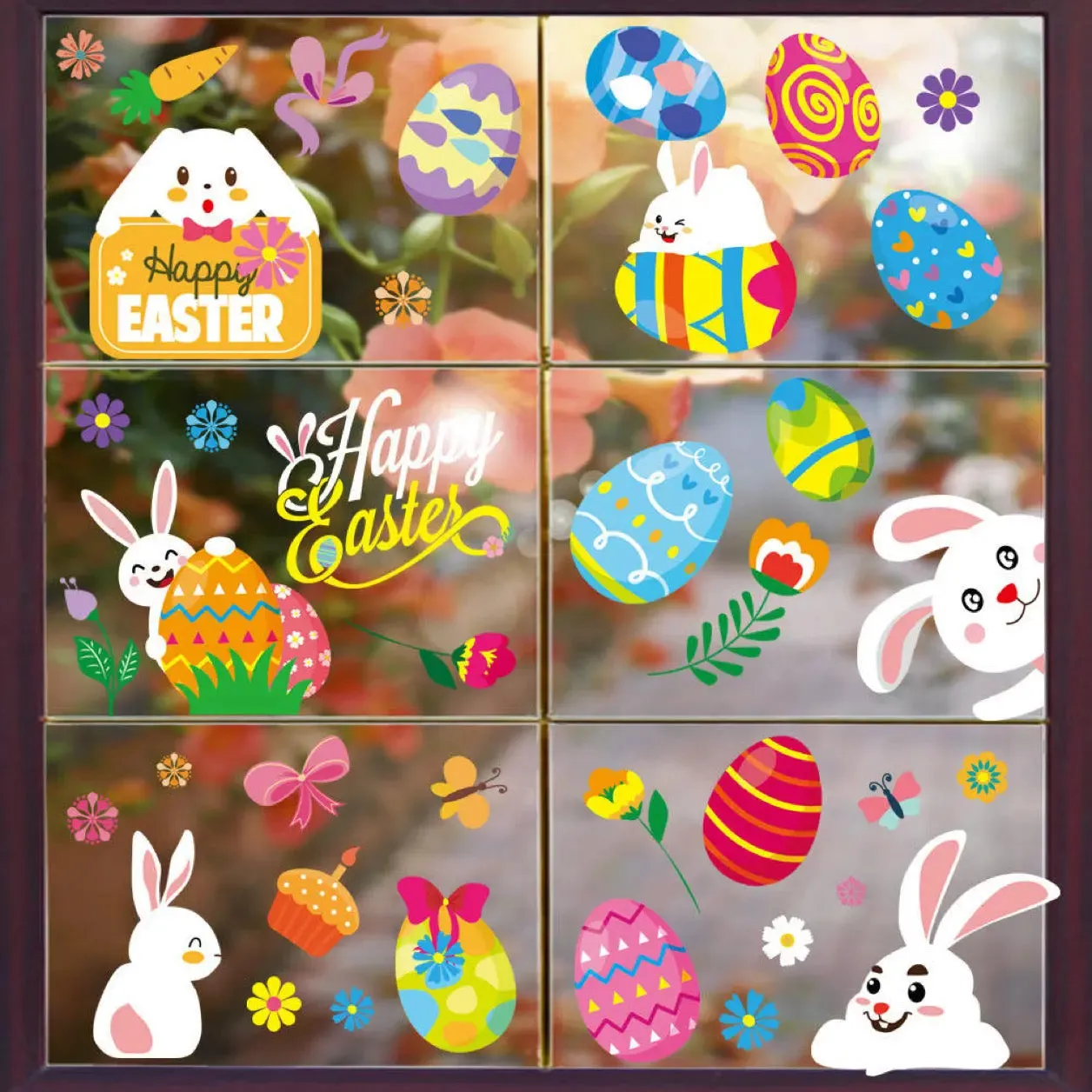 Easter Basket Bunny Vinyl Window Stickers