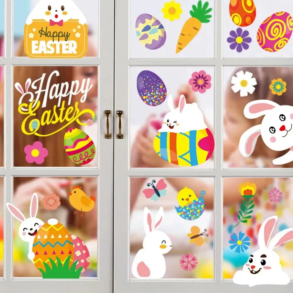 Easter Basket Bunny Vinyl Window Stickers