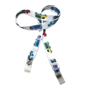 Keep Trucking Face mask holder lanyard 24" long in our  with vinyl snap fittings printed on 5/8" Ultra Lanyard fabric