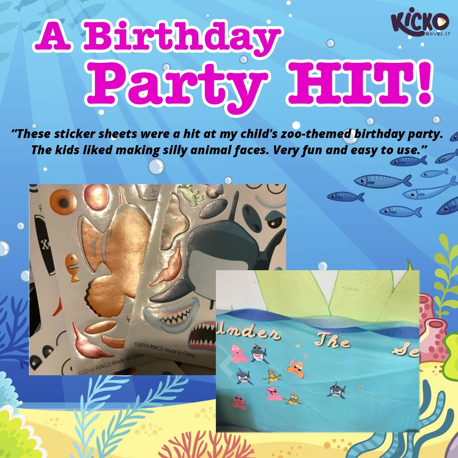 Kicko Make Your Own Stickers - Make a Sea Creature and Fish Sticker Sheets - 12 Pack