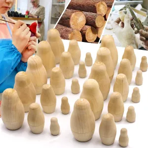 Lot of Blank Nesting Dolls of 10 Sets by 3 pcs Blank Wooden Matryoshka Dolls