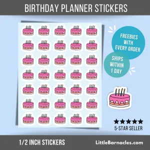 Mini Birthday Cake Planner Sticker Calendar Birthday Reminder