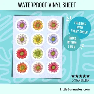 Mini Daisy Flower Sticker Sheet Cute Colorful Small Sticker