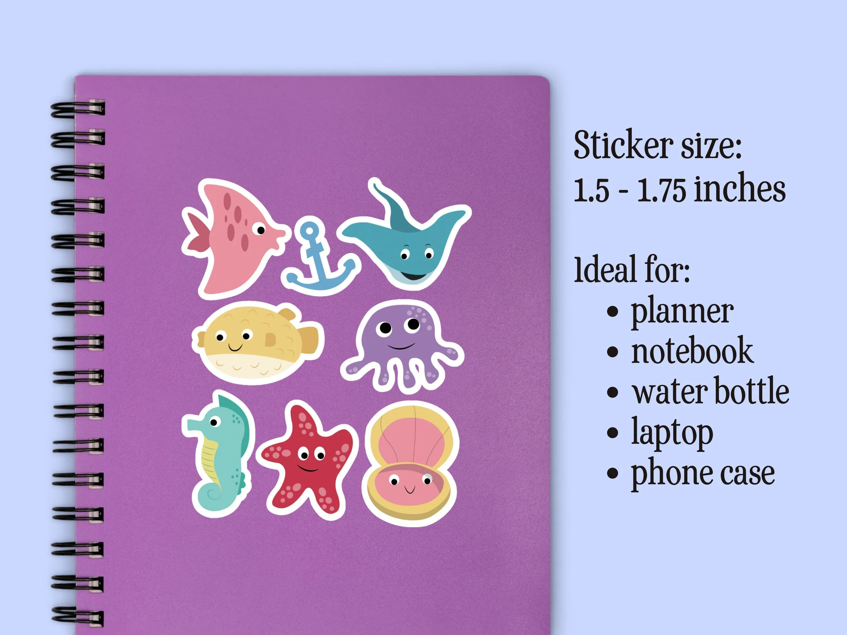 Mini Sea Animal Sticker Sheet Cute Aquarium Fish Small Sticker