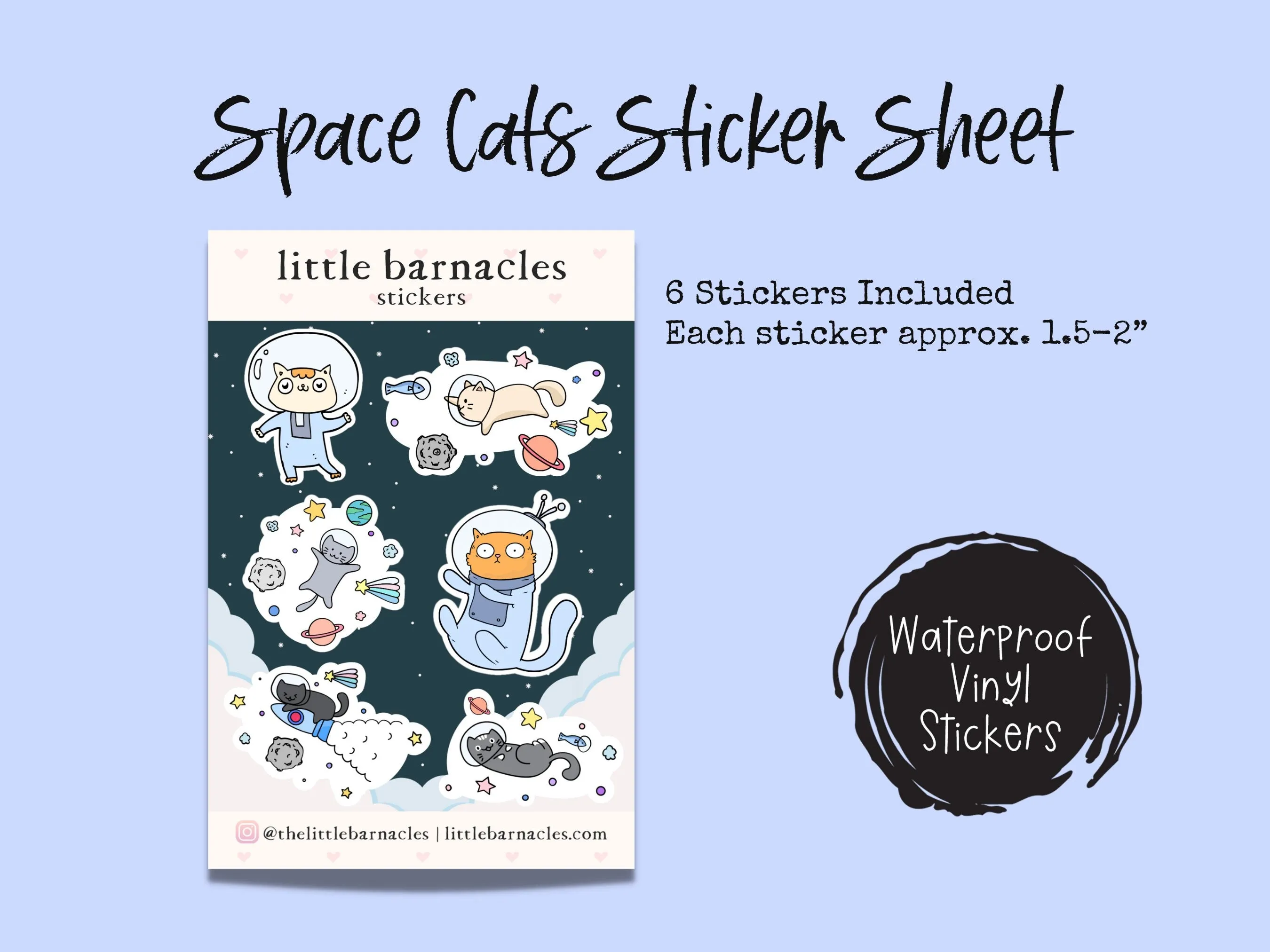 Mini Space Cat Sticker Sheet Kitten Astronaut Sticker