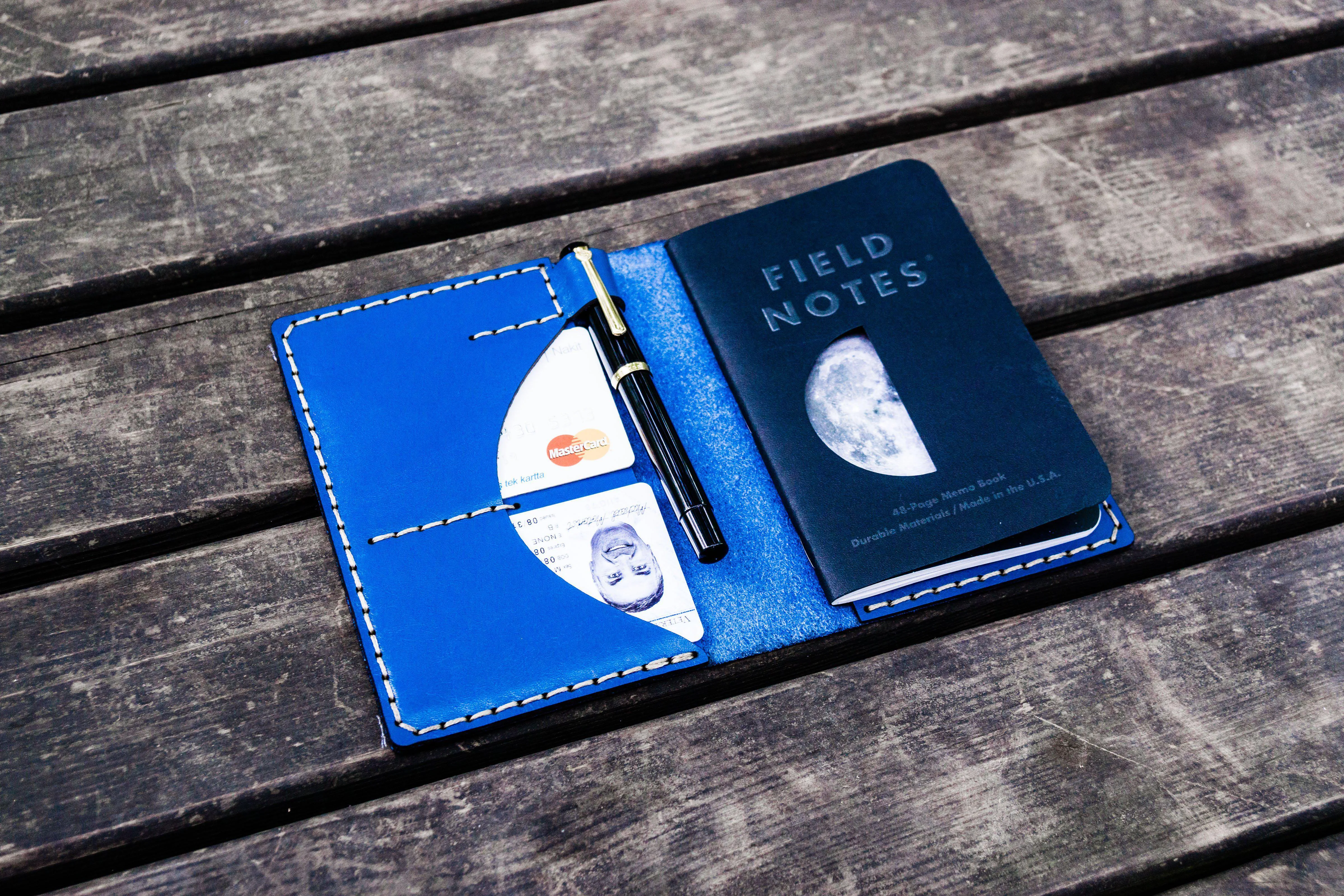 No.44 Personalized Leather Field Notes Cover - Blue