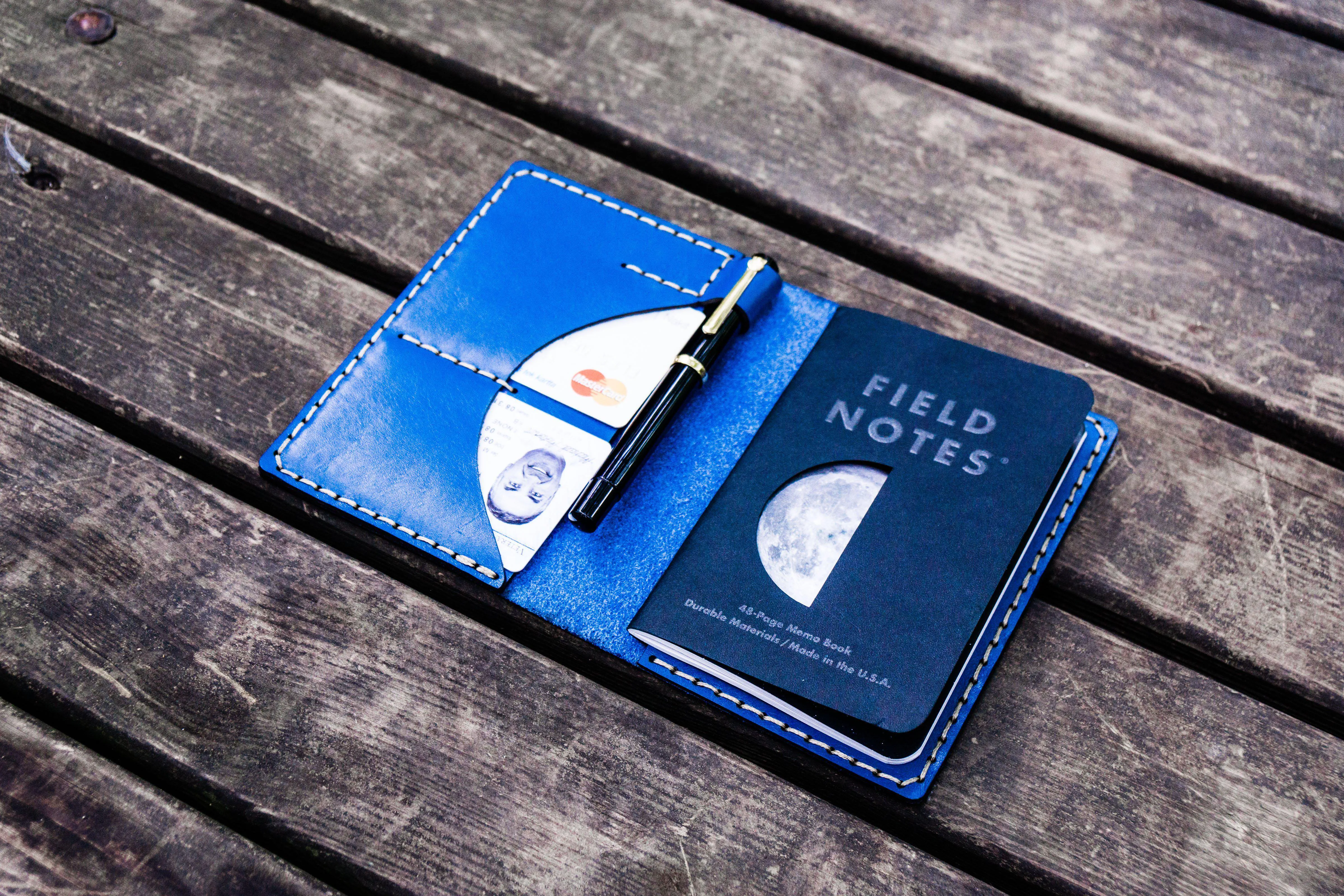 No.44 Personalized Leather Field Notes Cover - Blue