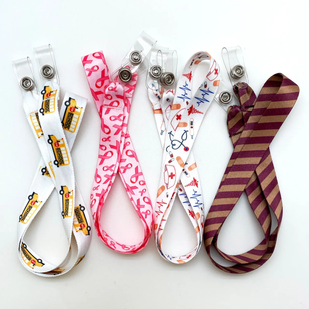 Nurse theme Face mask holder lanyard 24" long  with vinyl snap fittings printed on 5/8" Ultra Lanyard fabric