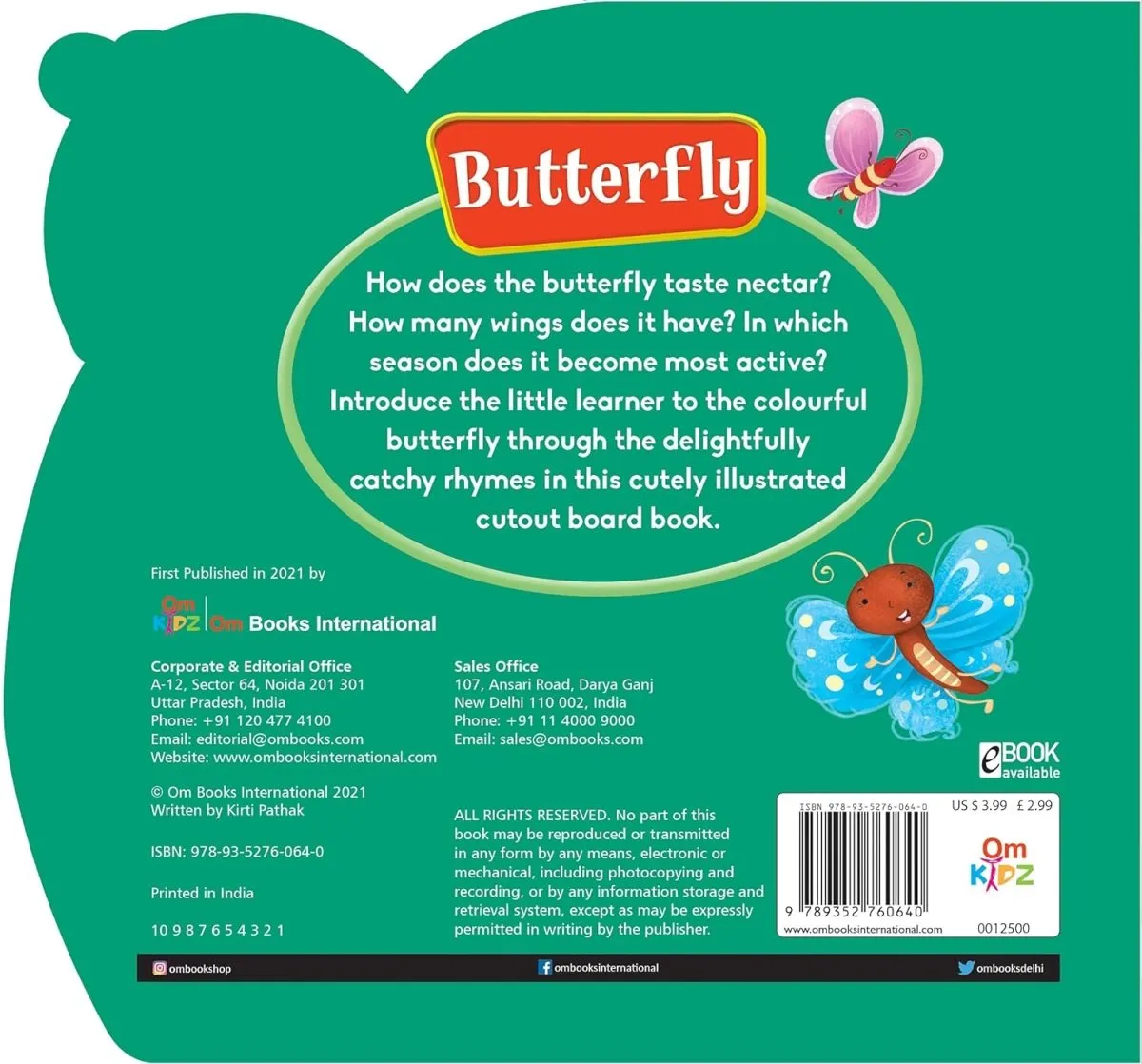 Om Books International Butterfly ( Animals and Birds )- Cutout Board Books