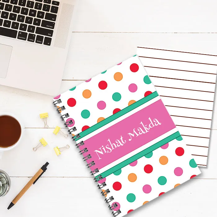 Personalised Notebook (A5 Size) - Prancing Polka