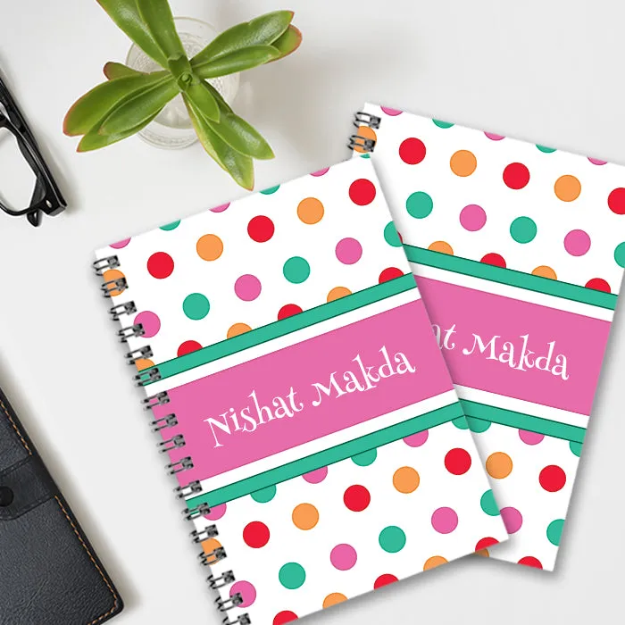 Personalised Notebook (A5 Size) - Prancing Polka