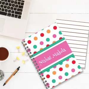 Personalised Notebook (A5 Size) - Prancing Polka