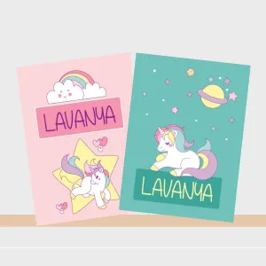 Personalised Notebooks - Unicorn, Set of 2
