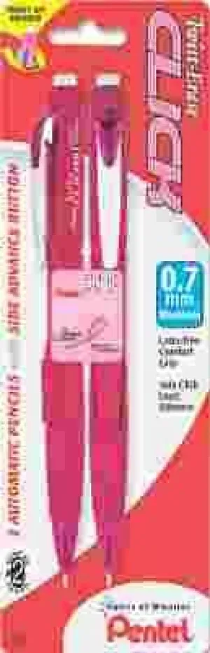 Pink Ribbon Twist-Erase Click Automatic Pencil 0.7 Mm 2 Per Pack