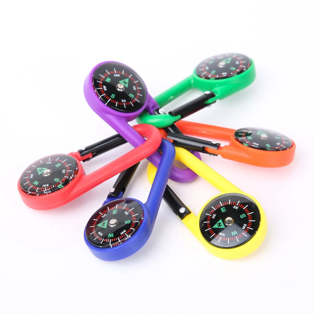 PROLOSO Carabiner Compasses for Kids Toy Compass Belt Clips School Prizes Party Favors 24 Pack