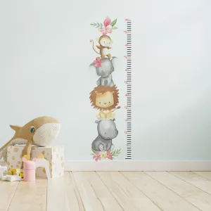 Safari Animals Height Chart Wall Sticker