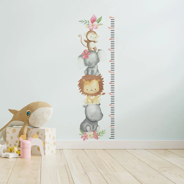 Safari Animals Height Chart Wall Sticker