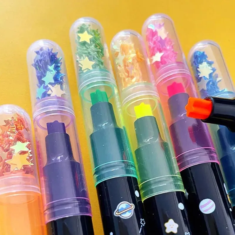 Set of 6 Black Space Bear Highlighters