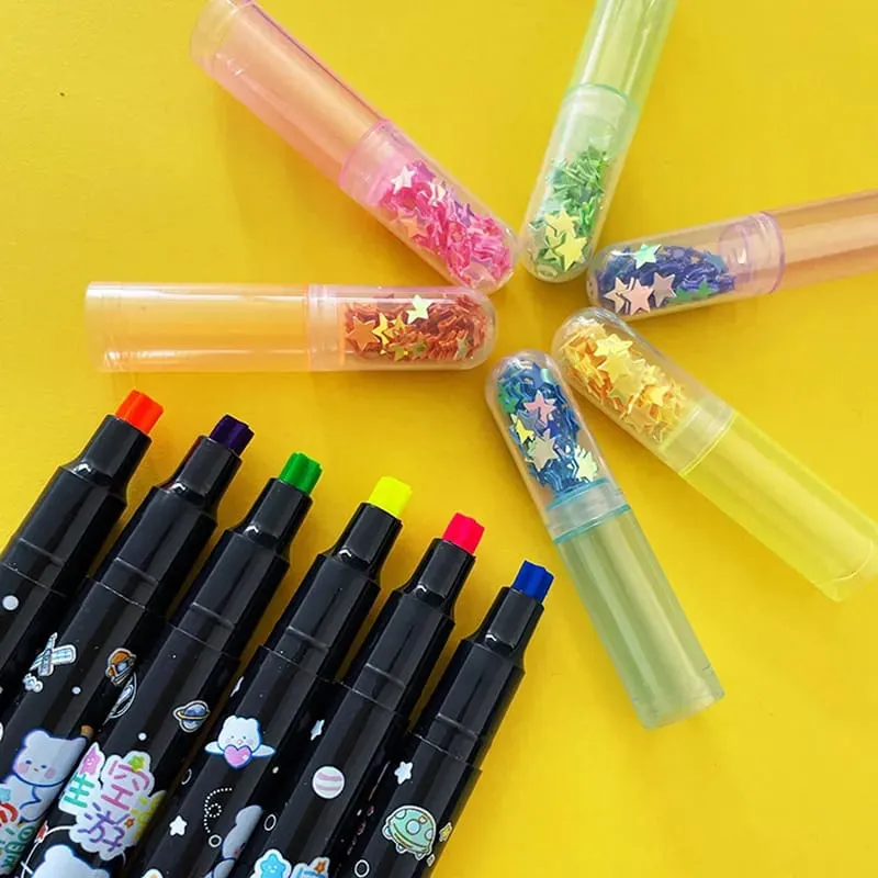 Set of 6 Black Space Bear Highlighters