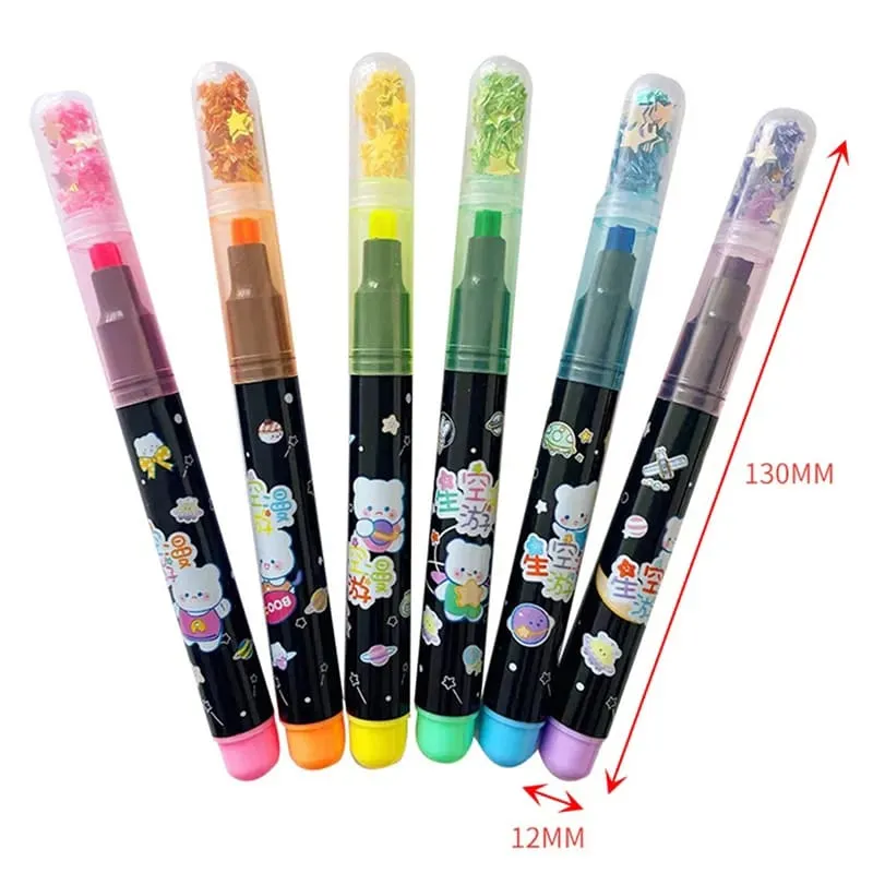 Set of 6 Black Space Bear Highlighters