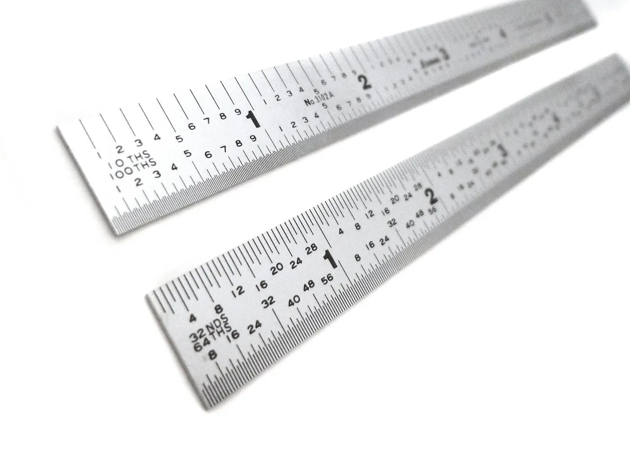 Shinwa 5R Rigid Satin Chrome Machinist Rulers
