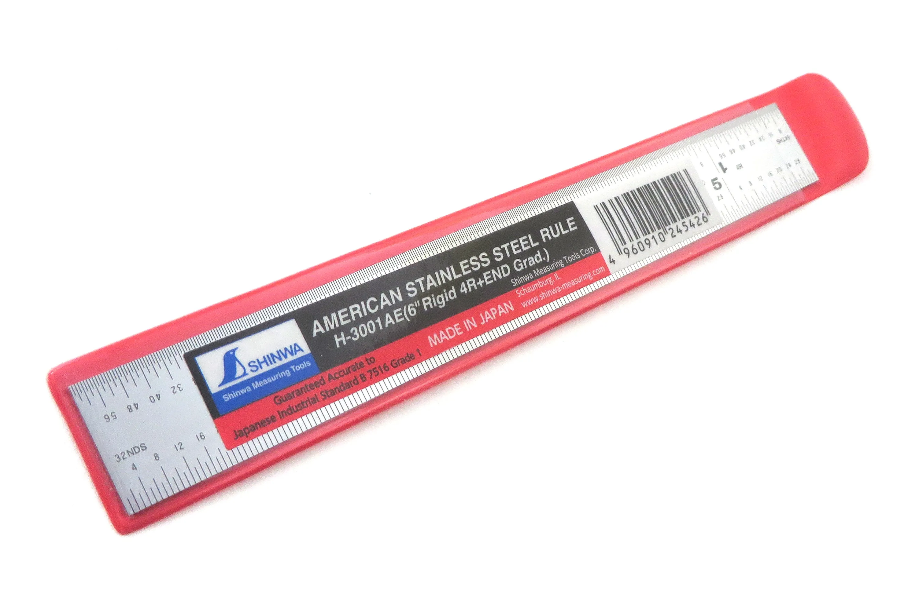 Shinwa 6" Rigid Machinist Ruler 4R Graduations with End Grads